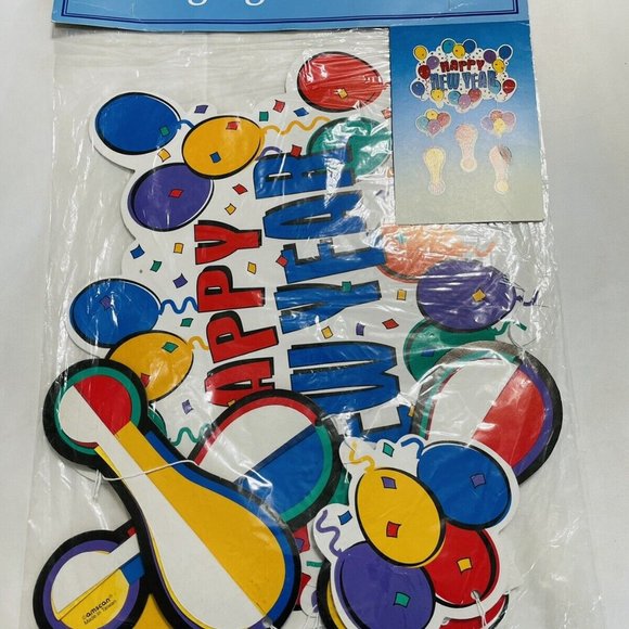 Die Cut Honeycomb NEW YEARS Hanging Decorations 24” In Package Retro Amscan - Picture 2 of 10